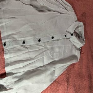 White Button-Up Shirt with Black Buttons
